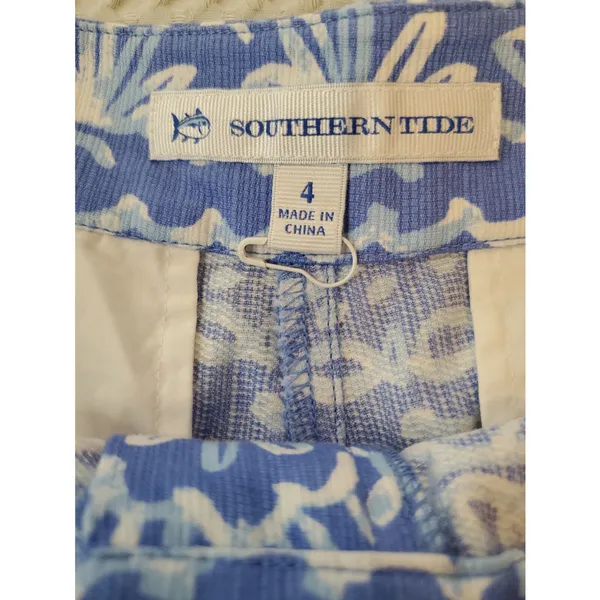 Southern Tide Shorts Women 4 Blue Floral Print Chino Flat Front Cotton 4… - Image 3