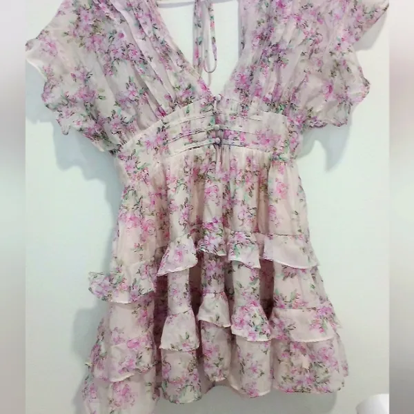 Storia Floral Pink and White Dress - Image 3