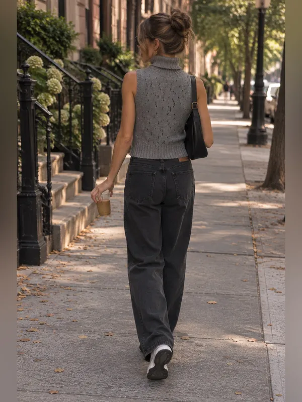 NWT Rare ASTR The Label Pattern Turtleneck Sweater Vest – Grey – M - Image 4
