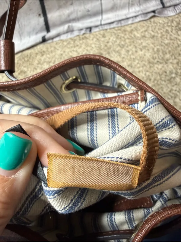 Dooney & Bourke saffiano Brown Leather Drawstring Bucket Bag - Image 11