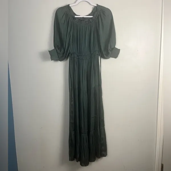 NWT MinkPink x Revolve Anya off shoulder Midi Dress in Dark teal size x-small - Image 2