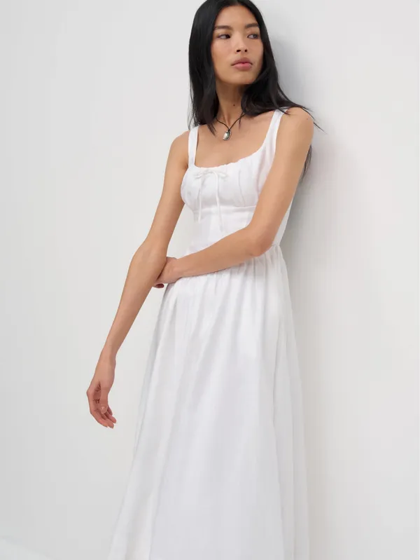 Reformation Balia Linen Dress White 4 - Image 2