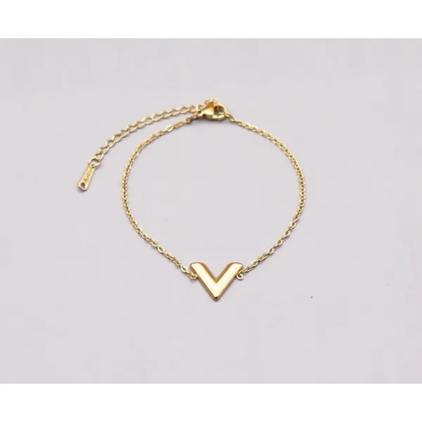Dainty Yellow Gold Filled V-Shape‎ Bracelet, 7-9” - Image 5