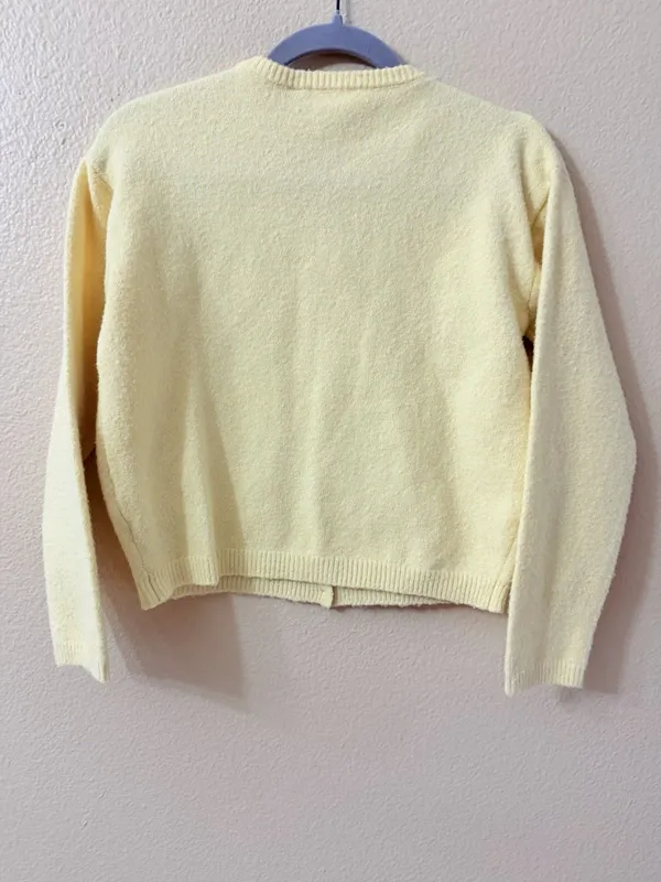 Cloth by Design Yellow Solid Knit Button Front Crew Neck Cardigan Sweater XS - Image 3