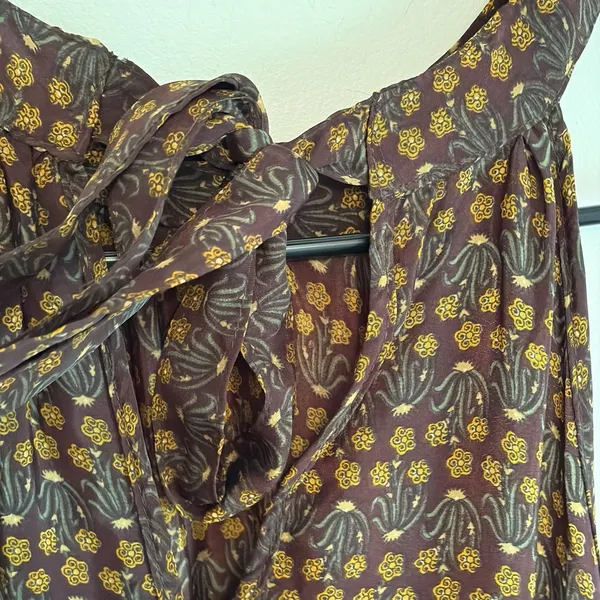Earthbound Trading Co Dress Large Burgundy Floral Midi Hippie Boho Granola - Image 5