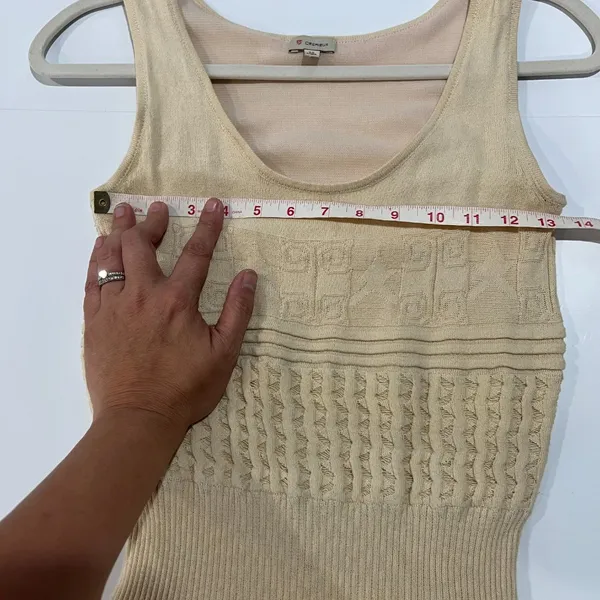 Cremieux Crochet Sleeveless Waist Band Body Con Sheath Dress Size XS Tan Beige - Image 7