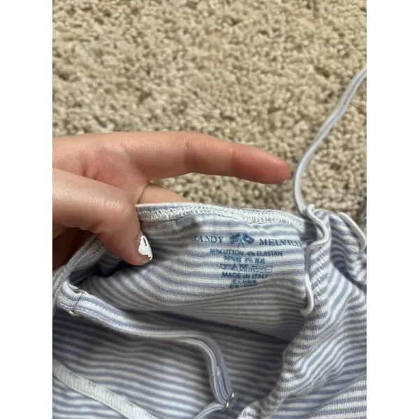 Brandy Melville Striped Cami Top Blue White Scallop Bow Coquette Y2K Tank - Image 3