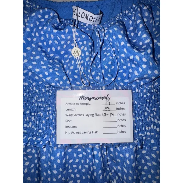 Hello Molly Blue White‎ Print Smocked Mini Dress Puff Sleeve Cottagecore Size S - Image 9