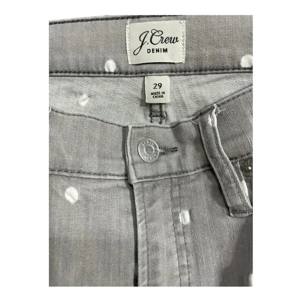 J.Crew Gray Polka Dot High Rise Cropped Straight Leg Jeans Size 29 - Image 5