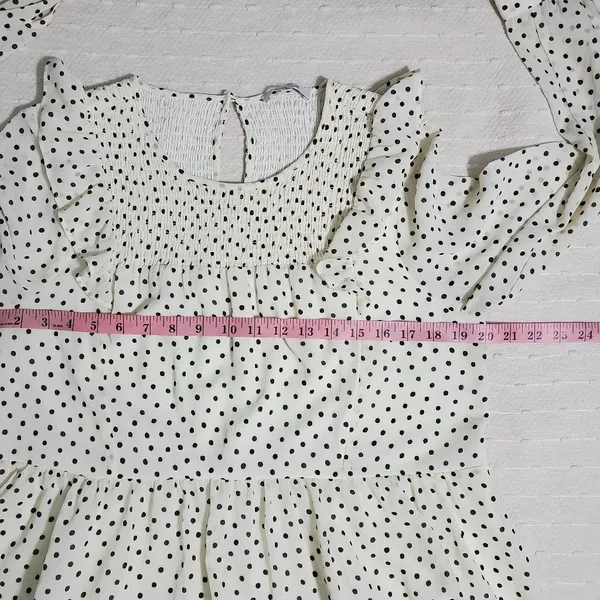 Madewell Smocked Ruffle-Shoulder Midi Dress in Inkbrush Dots‎ Size M - Image 7