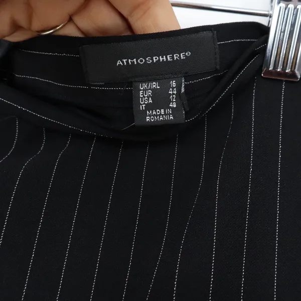 Atmosphere Skirt Womens 12 Ruffle Hem Black Pinstripe Career Excellent - Image 2