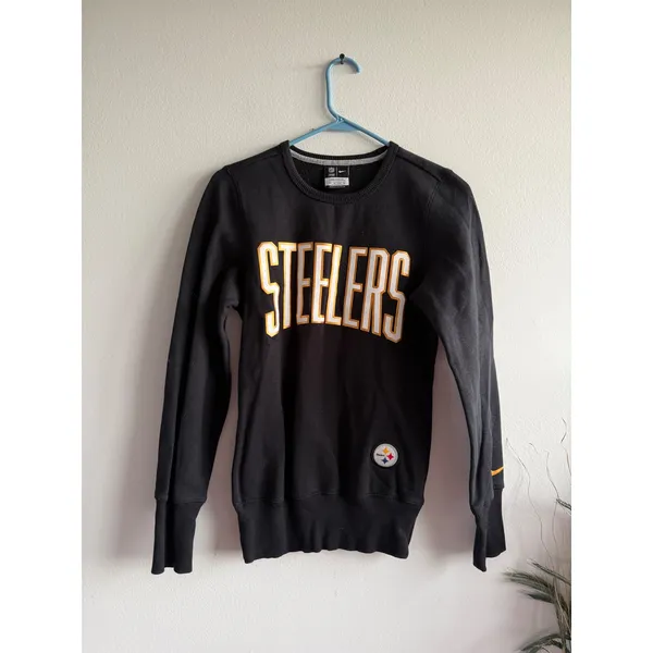 Nike NFL‎ Pittsburgh Steelers Sweatshirt Women XS Black Crewneck Fleece 3622 - Image 2