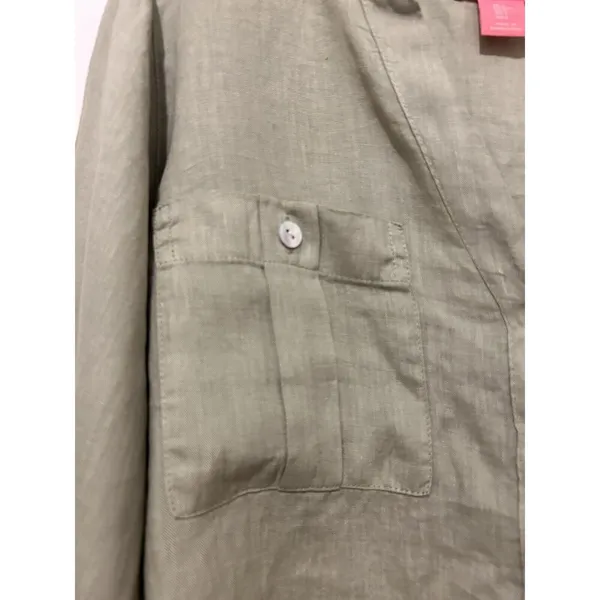 Isaac Mizrahi Women’s Large Linen Button Down Long Sleeve Casual Shirt Green - Image 4