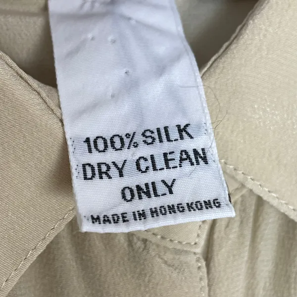 Vintage Nordstrom Silk‎ Blouse Cream Women Button-Up Long Sleeve Top Hong Kong - Image 8