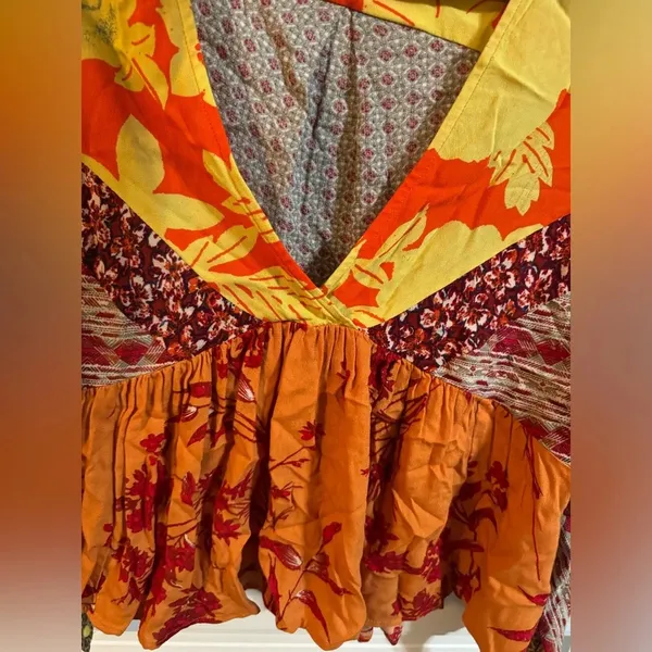 Free People Aloha State of Mind Patchwork Cropped Blouse - Image 6