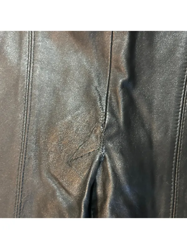 Vintage Positano Dark Brown Genuine Leather Midi Pencil Skirt Size 6 80s 90s - Image 2
