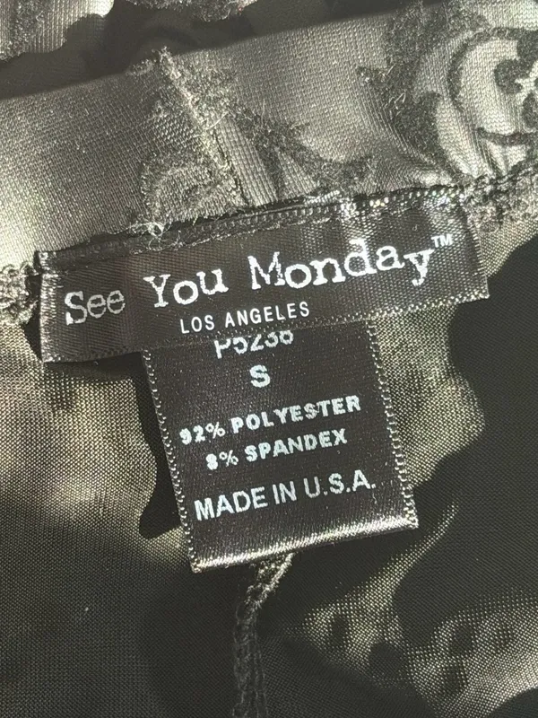 See You Monday Black Damask Pattern Leggings  - Image 3