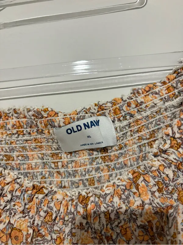 Old Navy Amber Floral Off-Shoulder puff Peplum Top Smocked Back and Lace Trim XL - Image 5