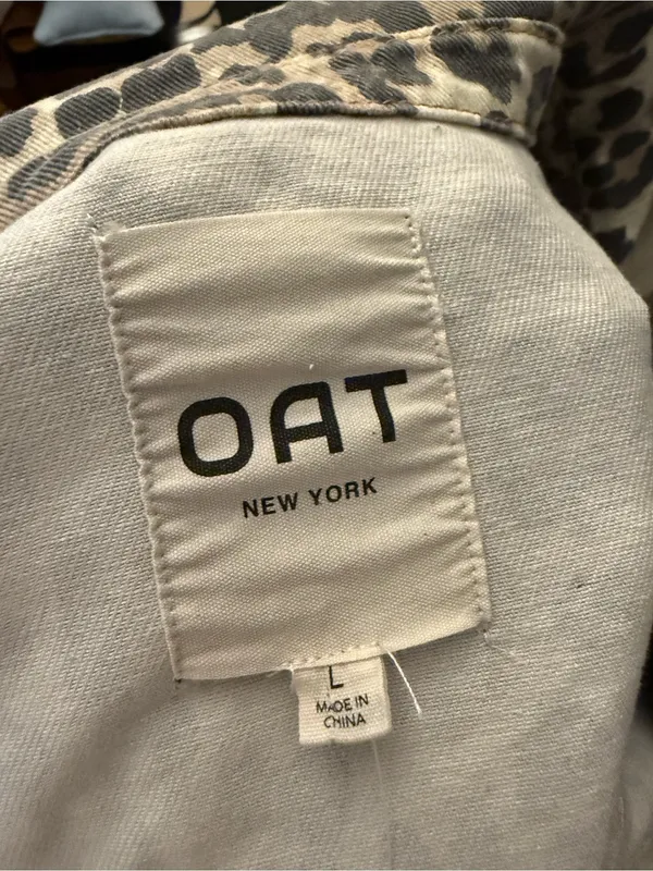 NWT Oat New York Leopard Print Denim Women's Jacket - Brown/Black - Image 3