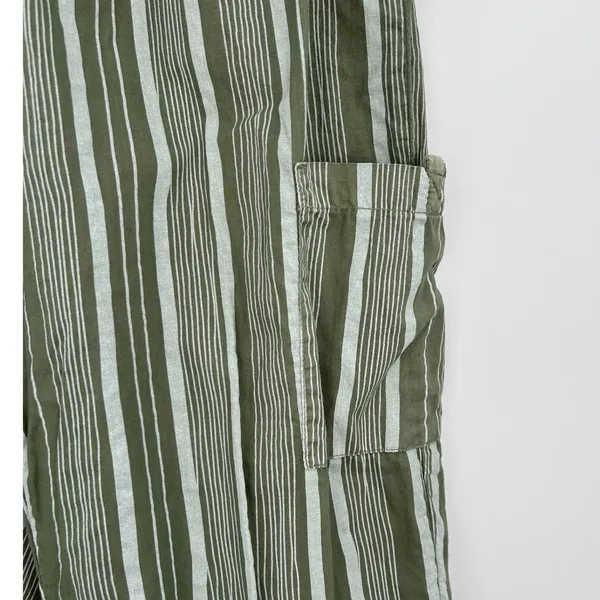 Fresh Produce‎ Green Striped Cotton Cargo Crop Capri Pants Size S Boho Indie - Image 3