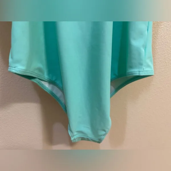 Teal One Piece Summer Ruffle Sleeve Padded Swimsuit Women's Size Medium - Image 6