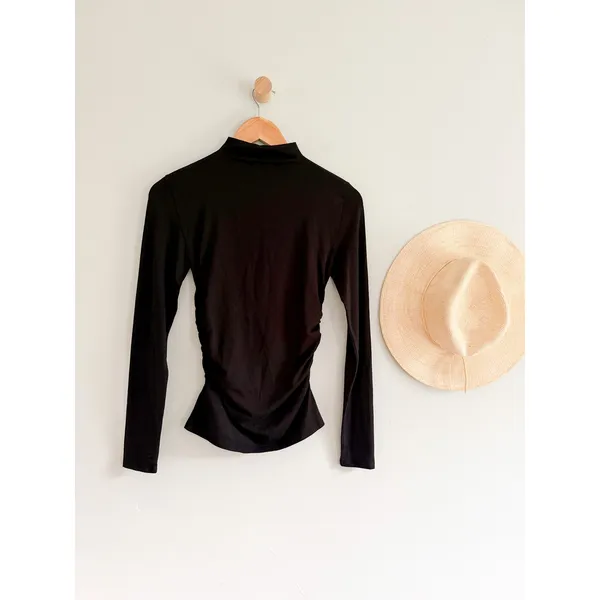 Madewell | NWT Ruched Mockneck Long Sleeve Top Black | Sz L - Image 9
