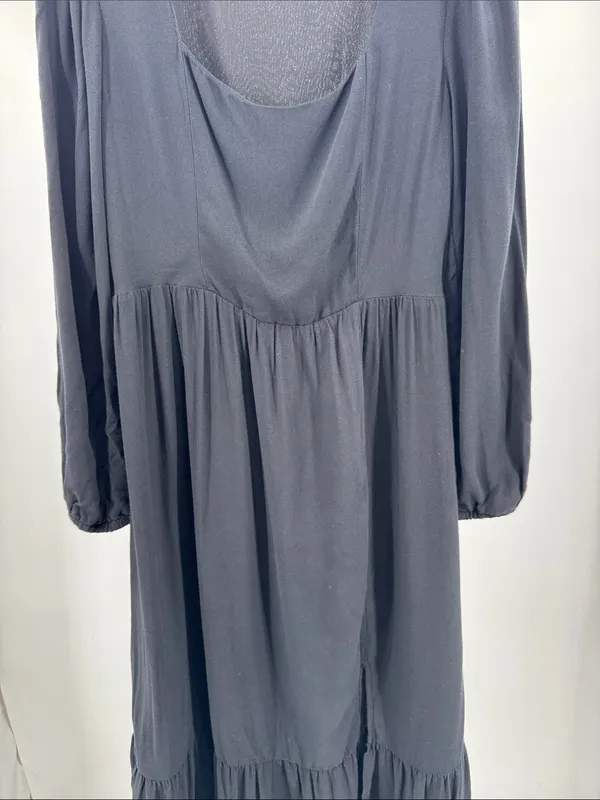 And Now This square neck Black Long-Sleeve Midi Dress slit M casual witchy - Image 4