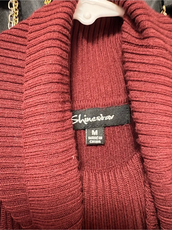 Shinestar Sleeveless Turtleneck Ribbed Midi Dress - Burgundy - Image 3