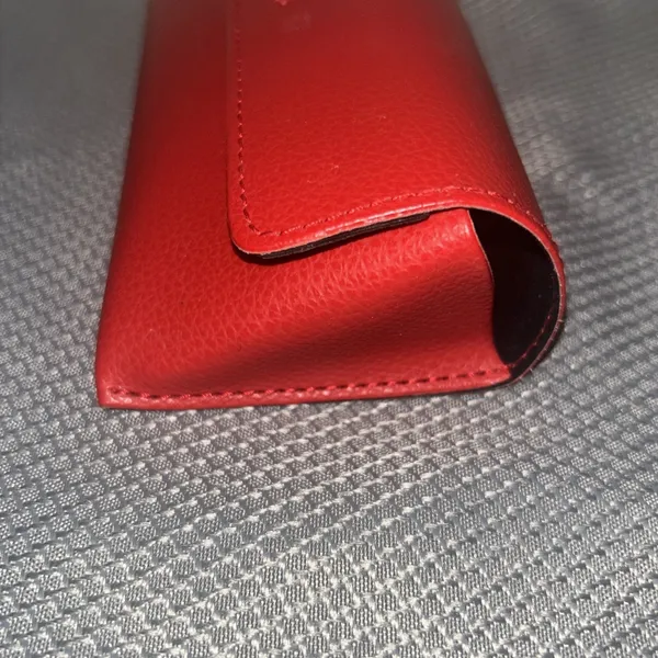 Guess Red Faux Leather Eyeglass Case Soft‎ Pouch Snap Closure - Image 3