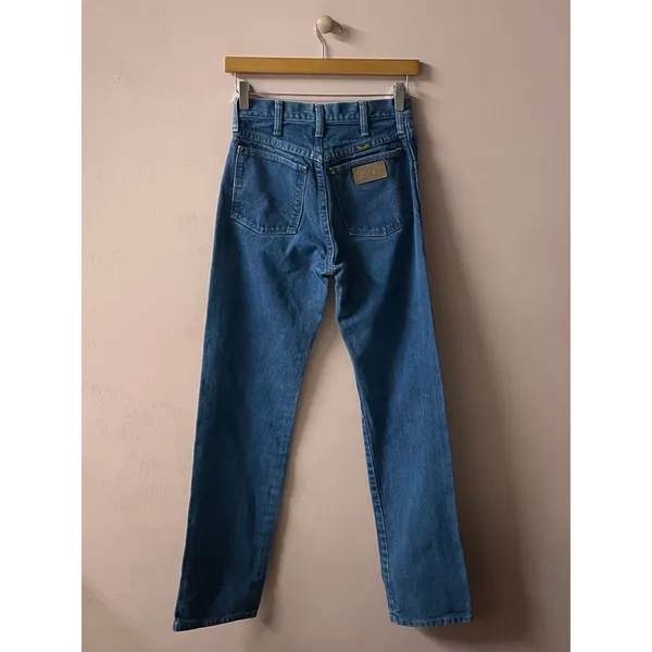 Vintage Wrangler Medium Wash Blue Straight Leg Jeans Size 5 x 34 GUC - Image 4