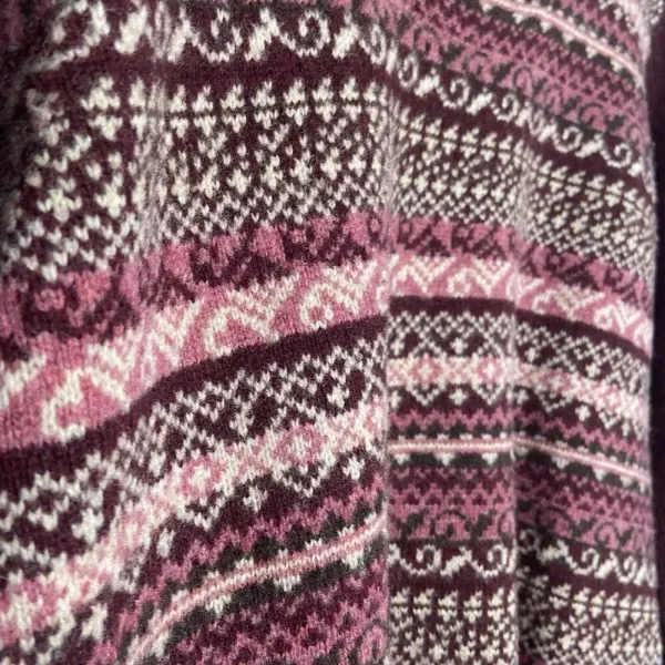 Eddie‎ Bauer Women's Wool Sweater Burgundy Fair Isle Nordic Size M Y2K Preppy - Image 3