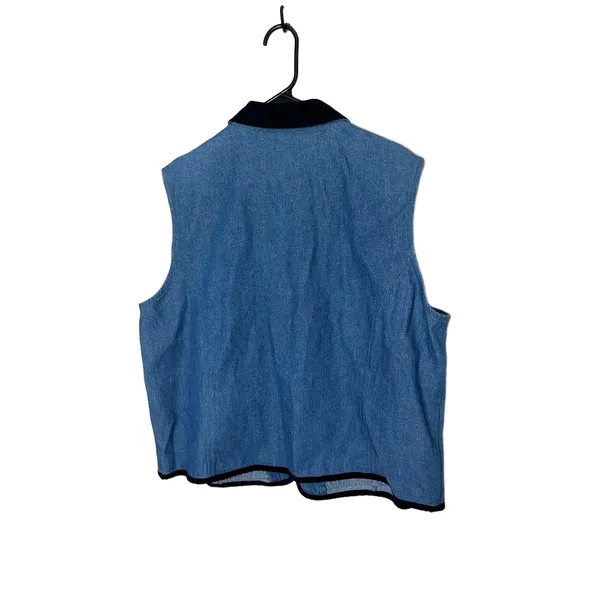 220 Hickory Vintage Denim Sleeveless‎ Zipper Front Velvet Collar Vest XL - Image 8