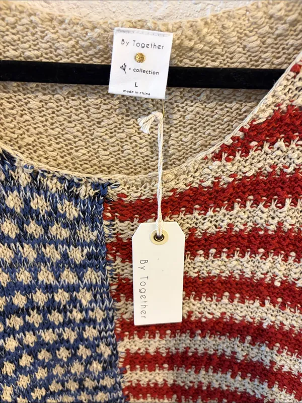 By Together Americana Stripe Scoop-Neck Sweater in Red, Blue & Cream - Image 2