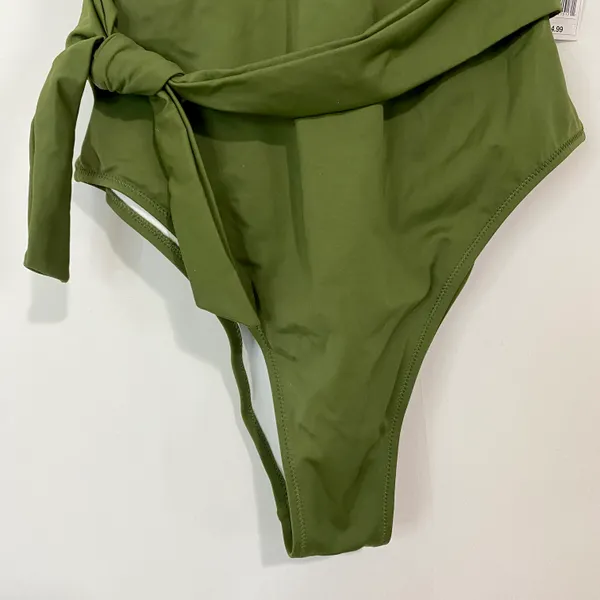 Shade & Shore Women’s One Piece Side Tie Swimsuit Green Size Medium NWT FLAW - Image 3