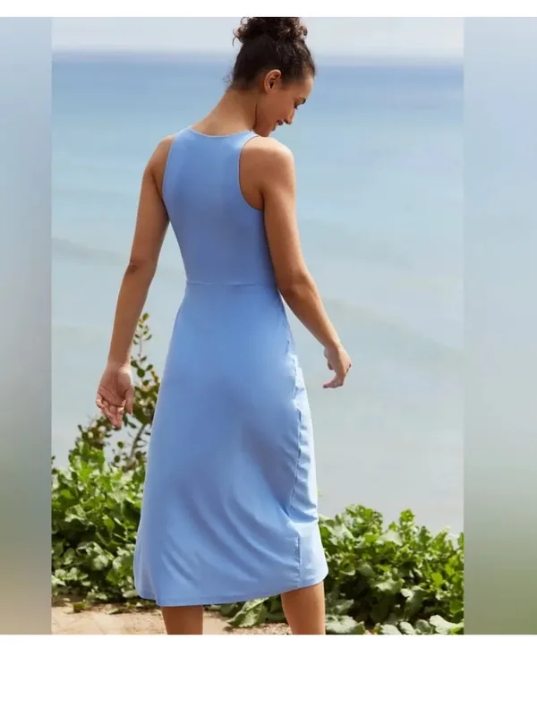 Beyond Yoga Featherweight Getaway Dress Flower Blue Tank Midi Womens Size XS - Image 9