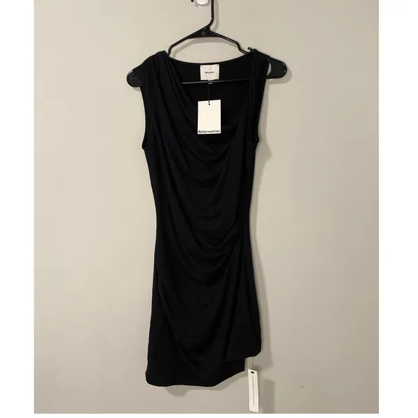 NWT Reformation Anastasia Knit Mini Dress Black Size Small - Image 2