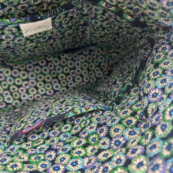 Vera Bradley Tote‎ Bag Quilted Floral Lightweight Travel Carry On Green - Image 7