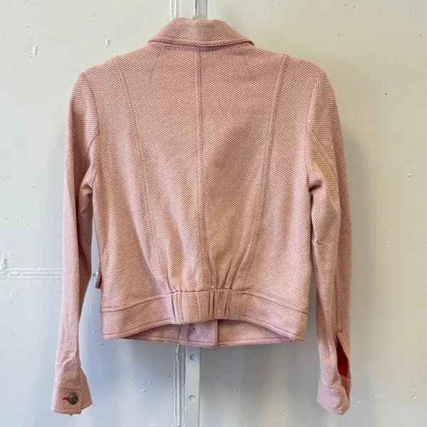 Cabi Red White Textured Knit Crop Jacket Women's‎ XS Notch Lapel Blazer Spring - Image 2