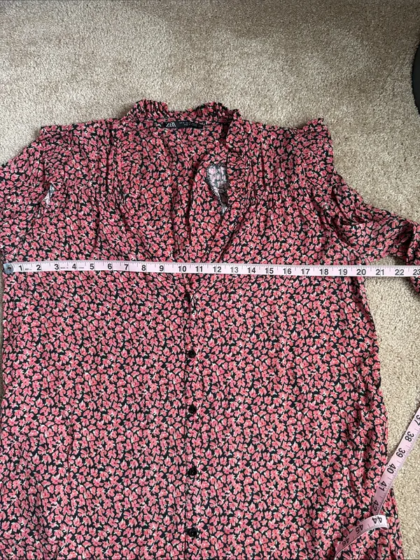 Zara Ditsy Floral Mini Shirt Dress Size Medium - Image 5