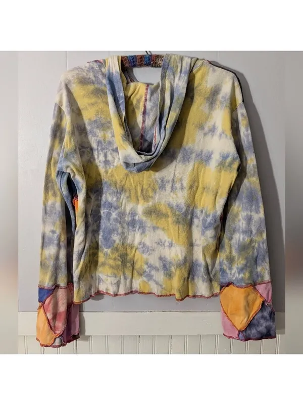 Shop Therapy Patchwork Zip Hoodie Pink Size M - Image 7