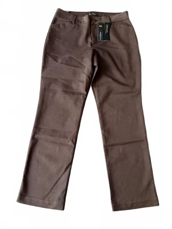 Lee NEW Women's Casual Dress Pants Size 12 Relaxed Fit Brown Herringbone City - Image 2