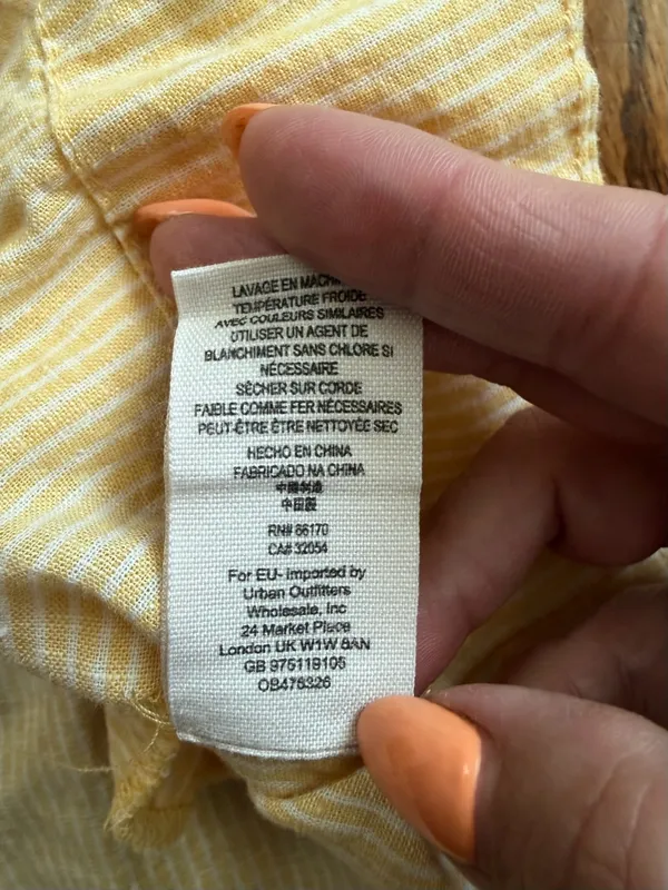 Free People Off Poplin Dress Saffron Combo Linen Blend Lace Up Mini Dress M - Image 12