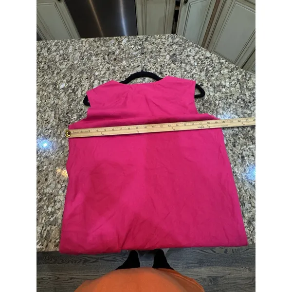 Sara Campbell Hot Pink‎ Sheath Dress Vintage Size 12 Cap Sleeve Square Neck - Image 6