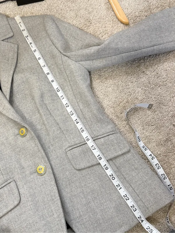 J. Crew Women’s 100% Wool Blazer Jacket Two Button Tailored in Gray 8 - Image 9
