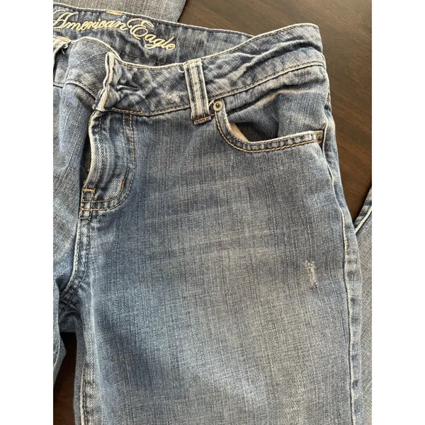 American Eagle Outfitters Boyfriend Jeans Blue Denim Stretch Distressed Women's - Image 8