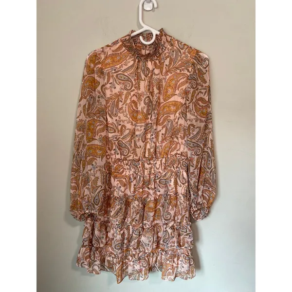 Halogen Floral Paisley High Neck Mini Dress Size Medium - Image 2