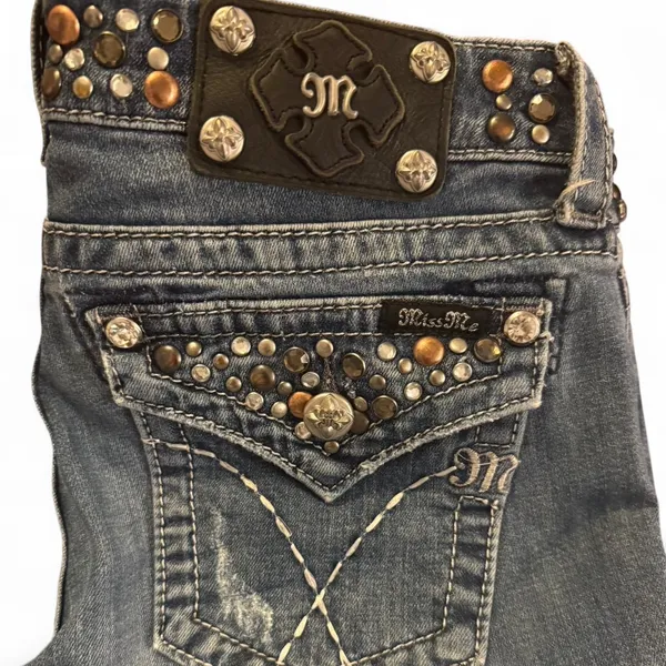 Miss Me Jeans Women’s Size 29 Bootcut JW4288B31 Bling Studded Flap Pockets - Image 7