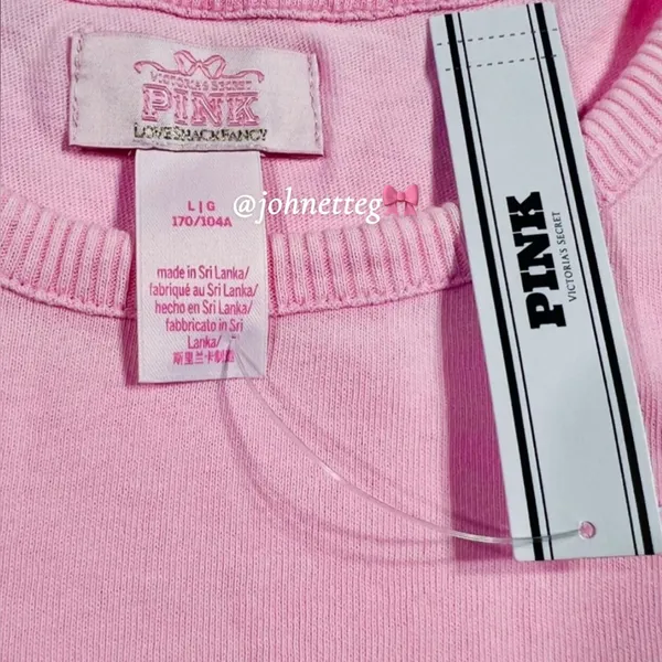 🎀🍭PINK x LoveShackFancy Cotton Retro Tee Pink Lollipop Wash Bling Dog Graphic L - Image 7