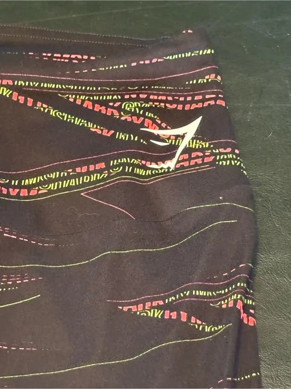 Gymshark Black Leggings with Neon Stripe Logo Pattern size Small - Image 2