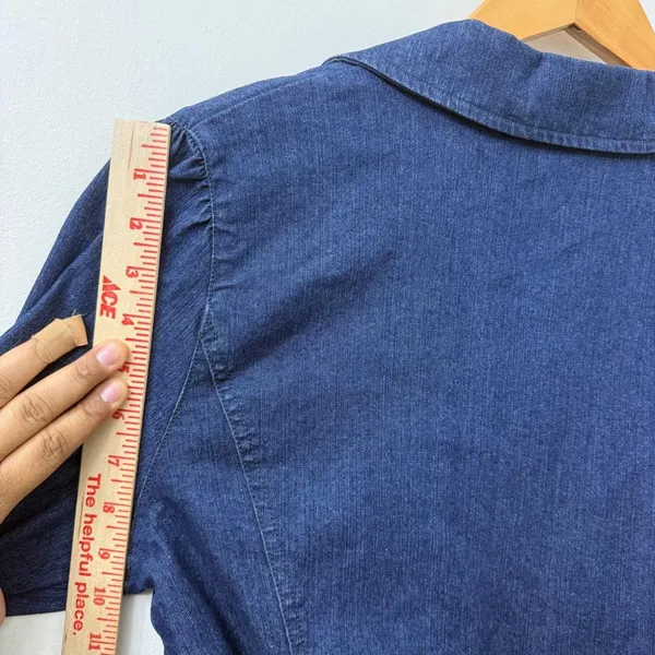 Vintage Old Navy Denim Blazer Jacket Y2K‎ Masc Sleek Office Hipster Minimalist - Image 12